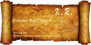 Kende Róbert névjegykártya